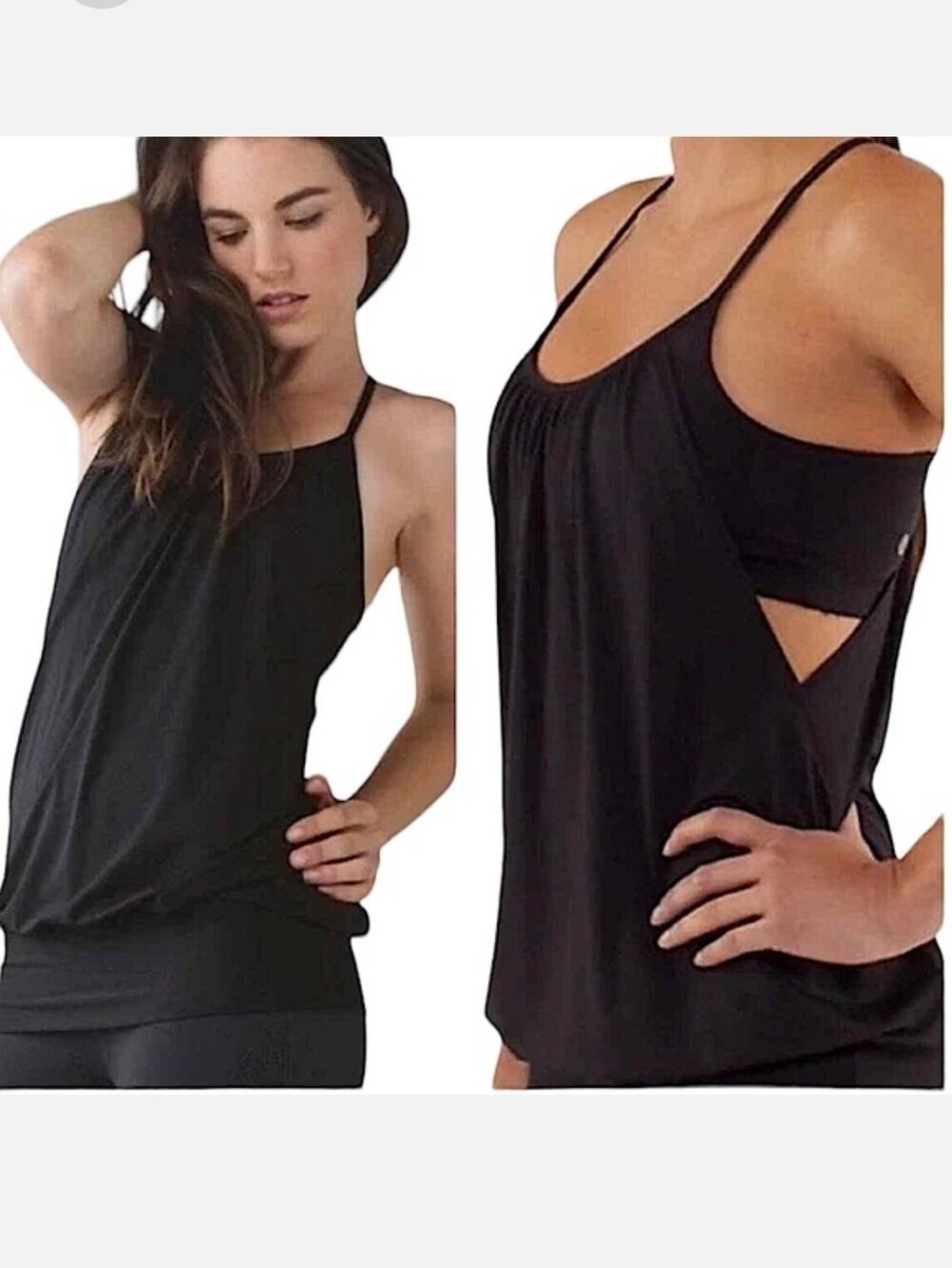 Lululemon No Limits Tank in black, distinct racerback Sz 10 Yoga Athletic